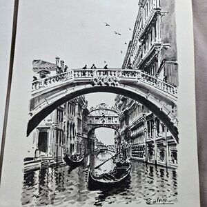 Carlos Salvini Black & White Venice Canals Italy Reproductions